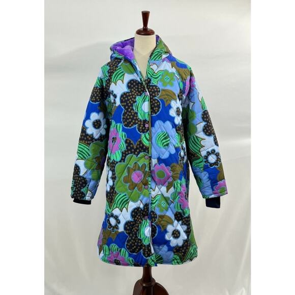 CELIAB Celia B Sz XS Floral Puffer Coat Jacket Baldy - Picture 7 of 10